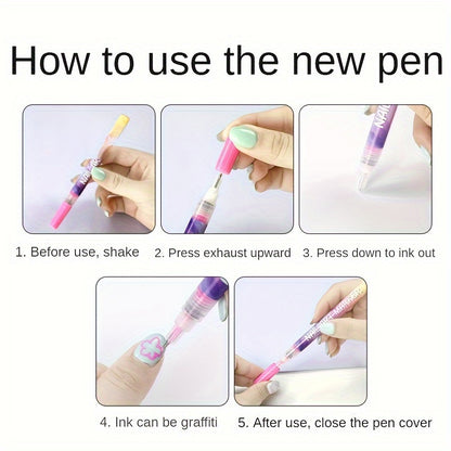 Nail Doodle Pen Set - 12 Color Acrylic Paint Pen for DIY Nail Art, Quick Drying, Precision 3D Dot Stitching, Suitable for Home and Salon Use, Professional Long-Lasting Details