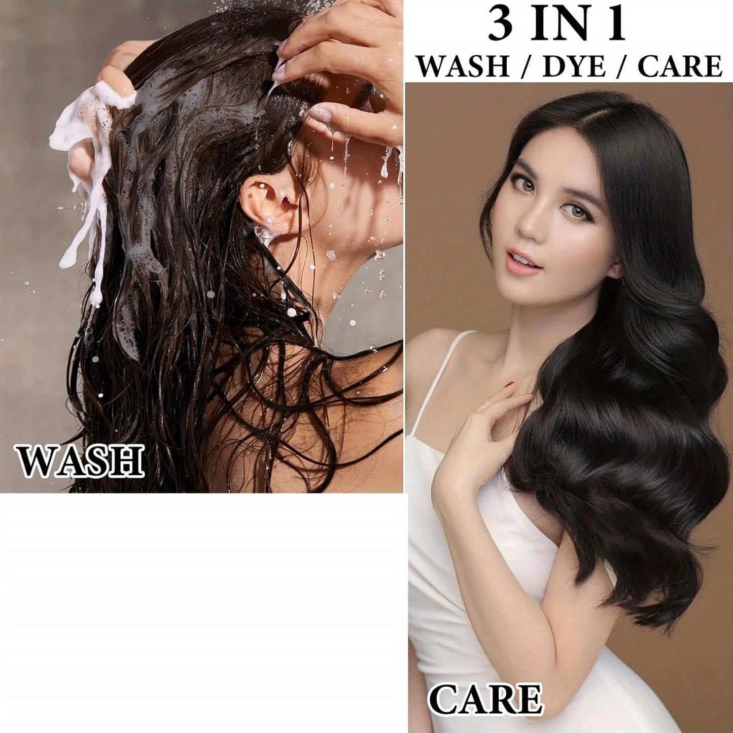 2pcs Black Hair Dye Shampoo – 3 in 1 Washing, Conditioning and Dyeing, Color Lock Formula, Moisturizing, Natural and Long-Lasting for Grey Hair, Men and Women