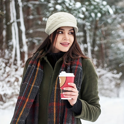 Cozy Knit Beanie for Women - Solid Color, Thick & Warm with Ear Protection, Windproof Travel Hat