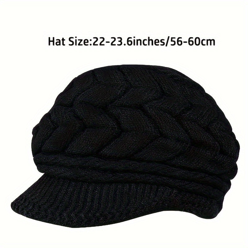 Cozy Knit Beanie for Women - Solid Color, Thick & Warm with Ear Protection, Windproof Travel Hat