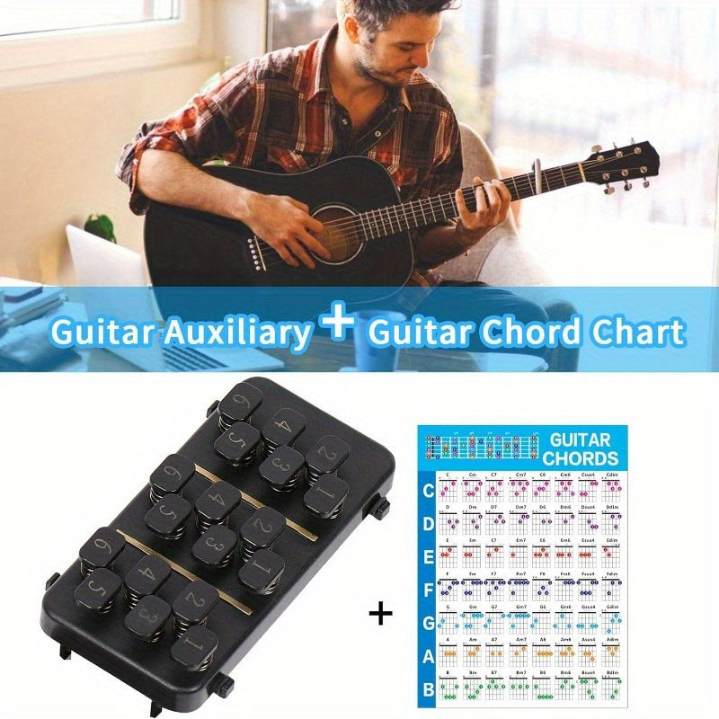 Portable 38-41" Folk Guitar Chord Trainer for Beginners - Acoustic Learning System with Easy Reference Chart & Travel Bag - Ideal for Self-Taught Musicians