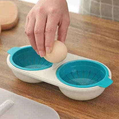 Easy Microwave Egg Poacher - Dual Cup, BPA-Free ABS Kitchen Gadget for Perfectly Cooked Eggs