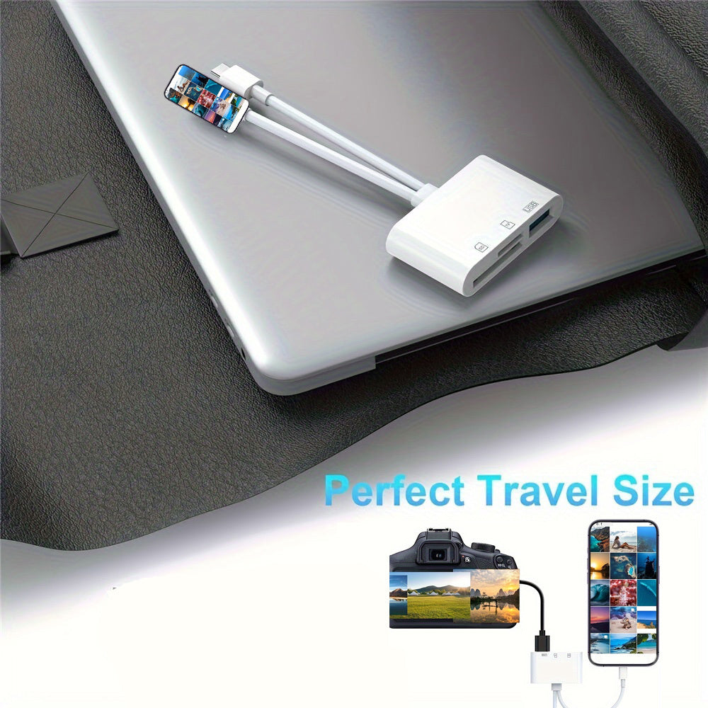 4 in 1 USB 3.0 OTG Adapter - Type-C Mobile Storage, SD/TF Card Reader, Plug and Play for iPhone, iPad, Samsung, Android Phones