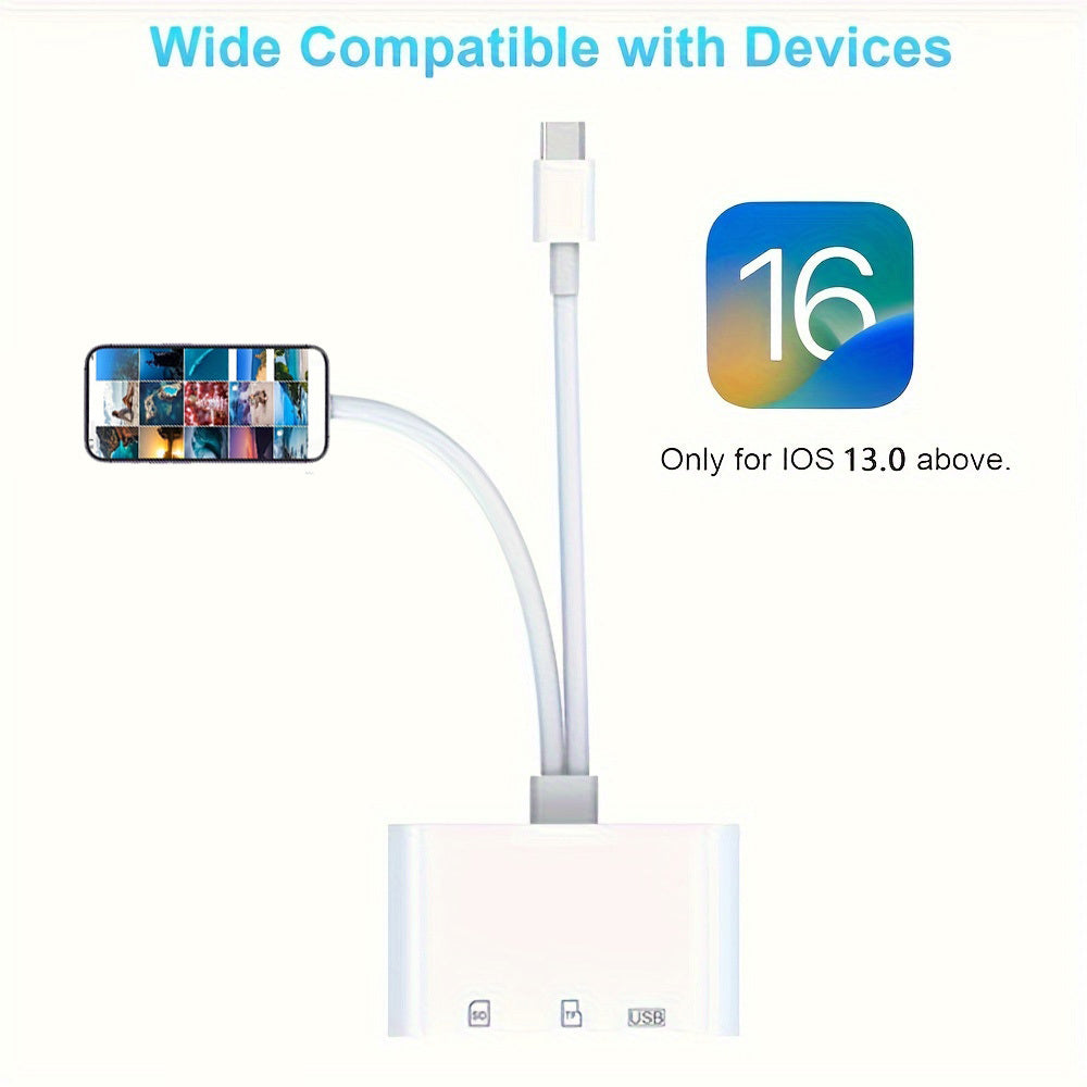 4 in 1 USB 3.0 OTG Adapter - Type-C Mobile Storage, SD/TF Card Reader, Plug and Play for iPhone, iPad, Samsung, Android Phones