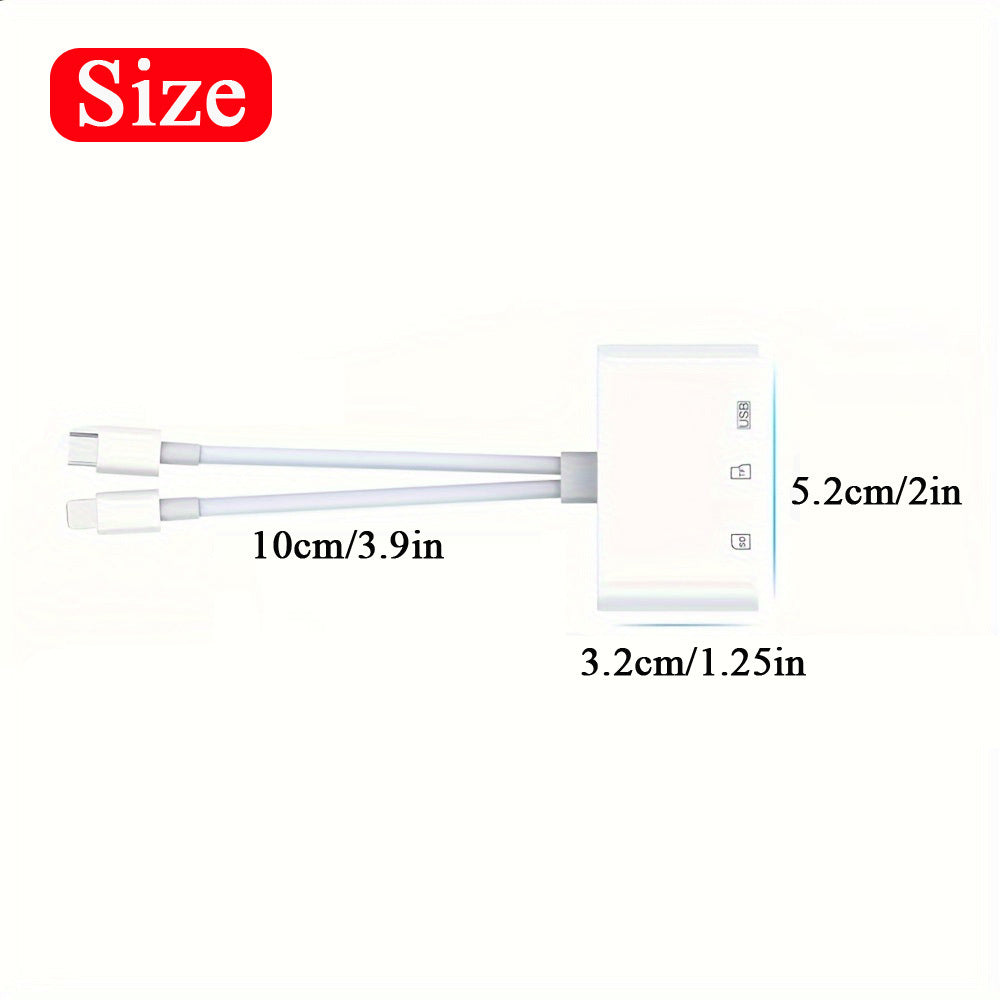 4 in 1 USB 3.0 OTG Adapter - Type-C Mobile Storage, SD/TF Card Reader, Plug and Play for iPhone, iPad, Samsung, Android Phones