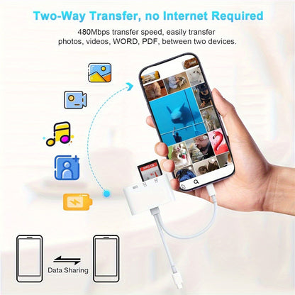 4 in 1 USB 3.0 OTG Adapter - Type-C Mobile Storage, SD/TF Card Reader, Plug and Play for iPhone, iPad, Samsung, Android Phones
