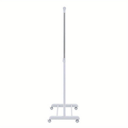 Adjustable Rolling Garment Rack – Metal Chrome & White, 84-121W x 44D x 123.5-163H cm