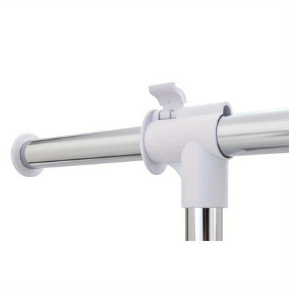 Adjustable Rolling Garment Rack – Metal Chrome & White, 84-121W x 44D x 123.5-163H cm