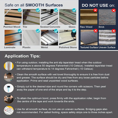 10 Pack Non-Slip Outdoor Stair Treads – Heavy-Duty Rubber Traction Grip Tape for Stairs & Decks