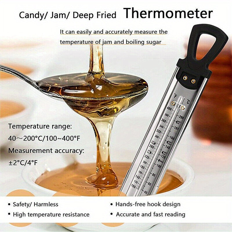 Precision Stainless Steel Kitchen Thermometer - Durable 400 Series with ABS Handle, Ideal for Cooking, Baking & Candy Making