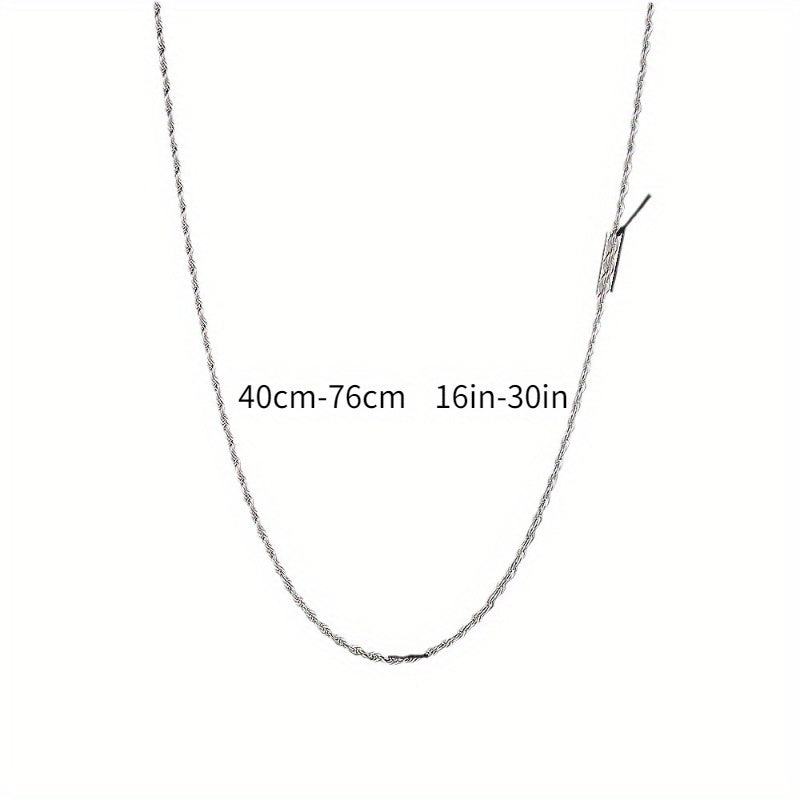 2PCS 925 Sterling Silver Twisted Rope Chain Necklace & Bracelet - Simple Hip-Hop Style, Shiny Basic Chain, Elegant Women's Jewelry Accessories