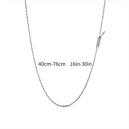 2PCS 925 Sterling Silver Twisted Rope Chain Necklace & Bracelet - Simple Hip-Hop Style, Shiny Basic Chain, Elegant Women's Jewelry Accessories