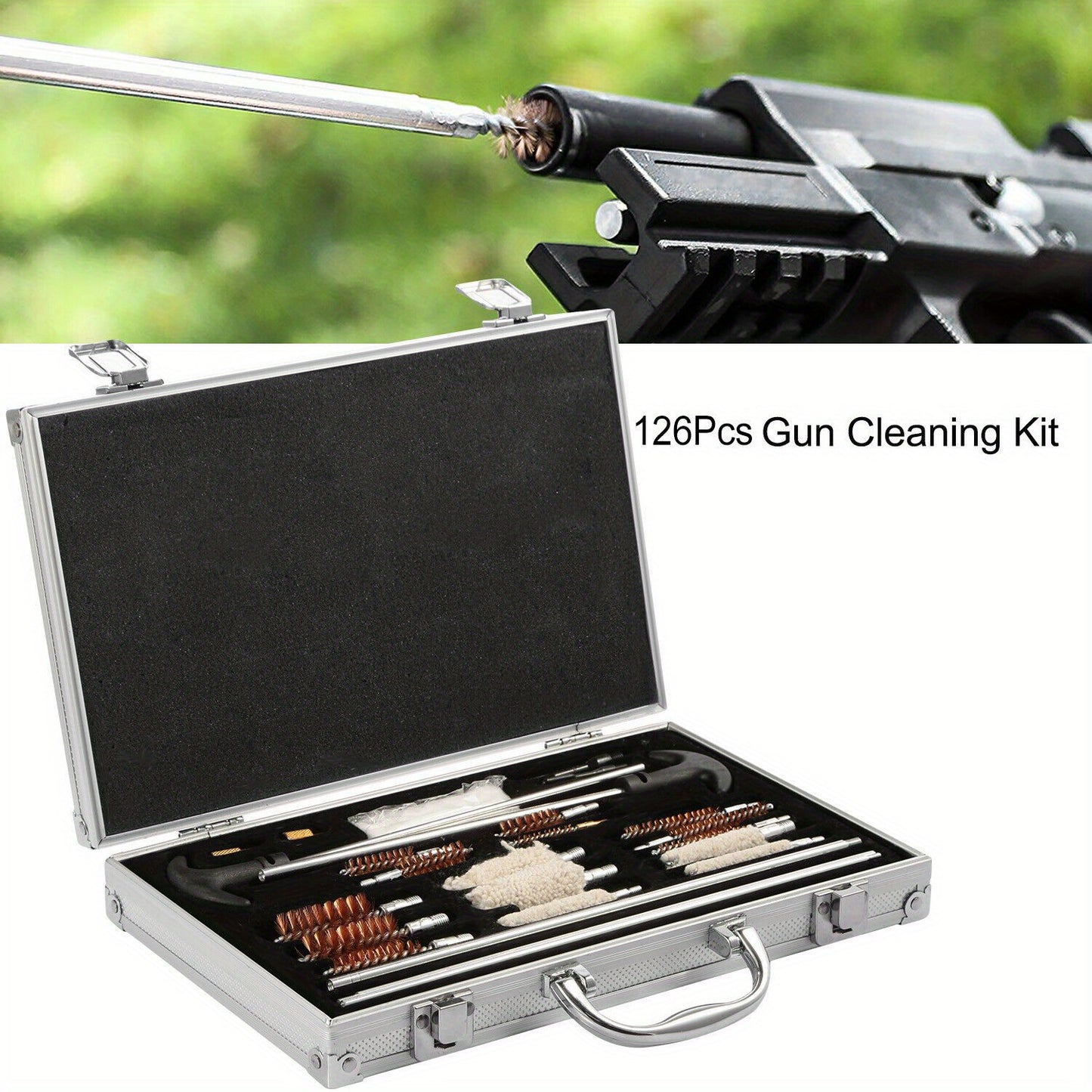 126 Piece Universal Gun Cleaning Kit for Pistol, Rifle, and Shotgun - Complete Set with Carrying Case