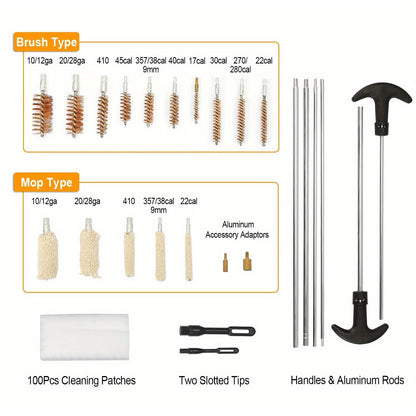 126 Piece Universal Gun Cleaning Kit for Pistol, Rifle, and Shotgun - Complete Set with Carrying Case