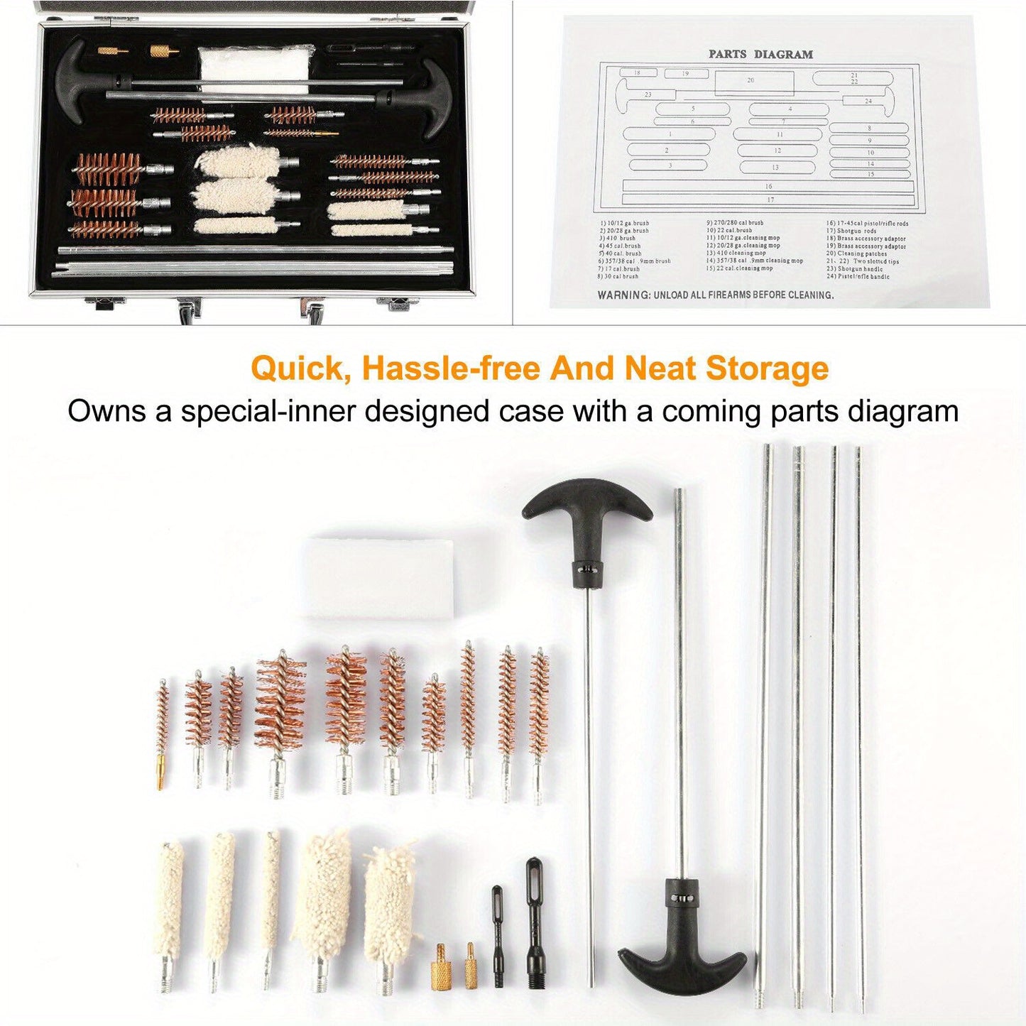 126 Piece Universal Gun Cleaning Kit for Pistol, Rifle, and Shotgun - Complete Set with Carrying Case