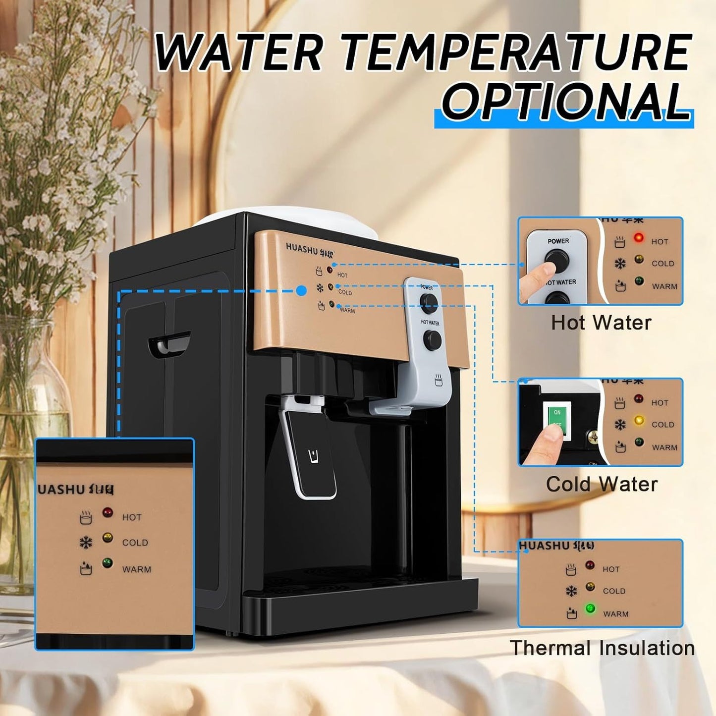 5 Gallon Top-Loading Electric Water Dispenser - Hot and Cold Water with Ice Heat Function, Freestanding for Home, Office, or Dormitory