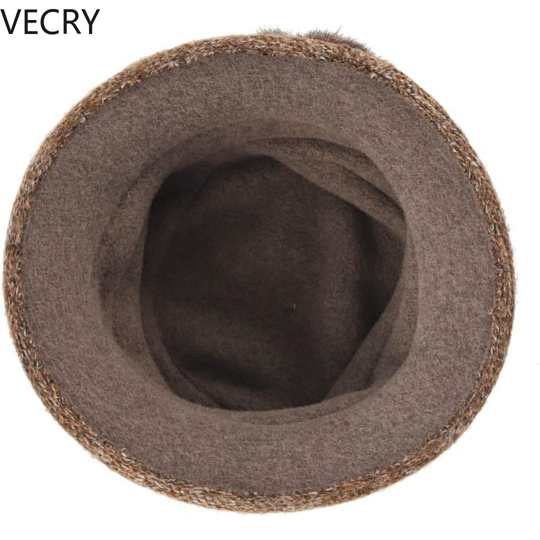 VECRY Beret Hat for Women - French Vintage Floral Wool Cloche, Classic Winter Dress Hat