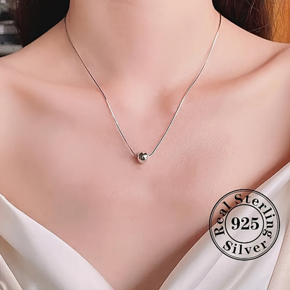 925 Sterling Silver Ball Snake Bone Chain Necklace, Exquisite Anniversary Gift for Wife