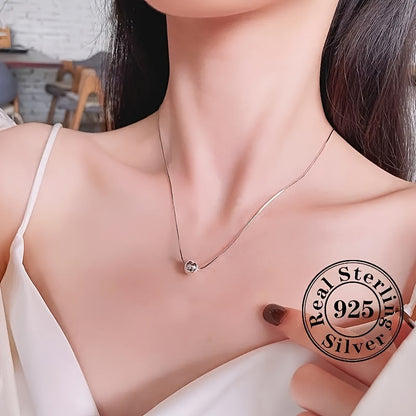 925 Sterling Silver Ball Snake Bone Chain Necklace, Exquisite Anniversary Gift for Wife