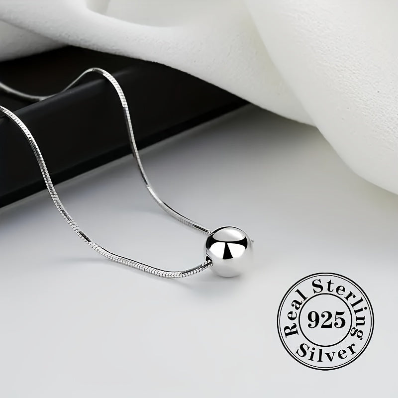 925 Sterling Silver Ball Snake Bone Chain Necklace, Exquisite Anniversary Gift for Wife