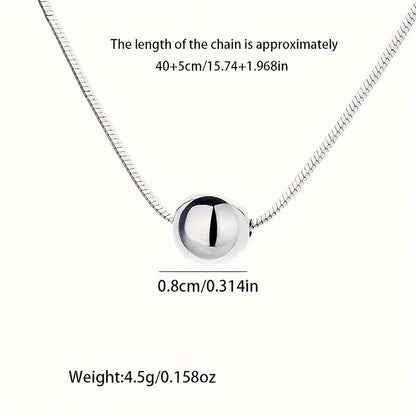 925 Sterling Silver Ball Snake Bone Chain Necklace, Exquisite Anniversary Gift for Wife