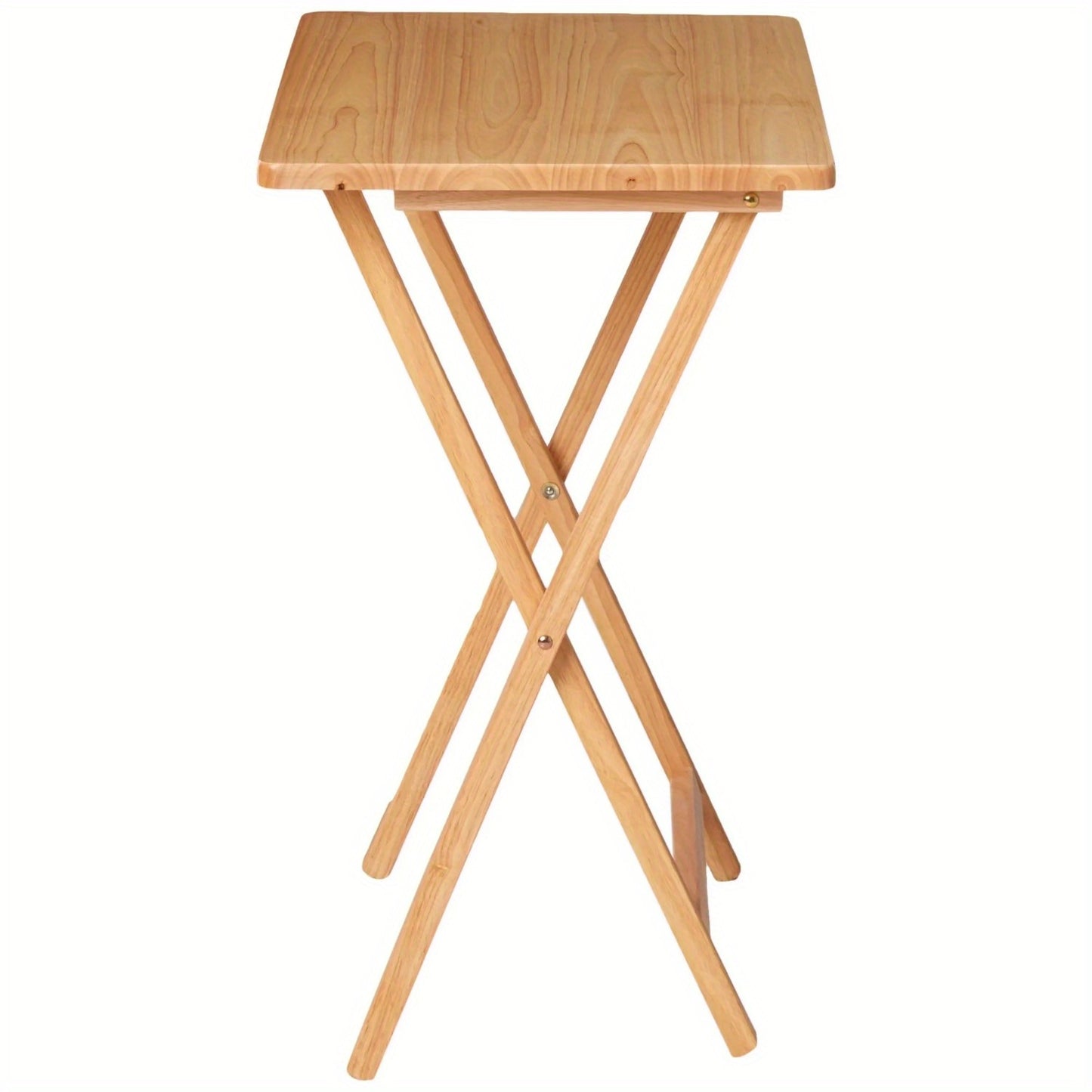 Indoor Single Folding TV Tray Table - Natural Wood, 19 x 15 x 26 inches, Compact & Space-Saving