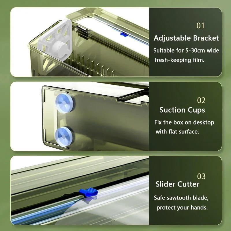 Extra-Thick Cling Film Dispenser with Cutter - Durable PE Plastic for Christmas and Everyday Use