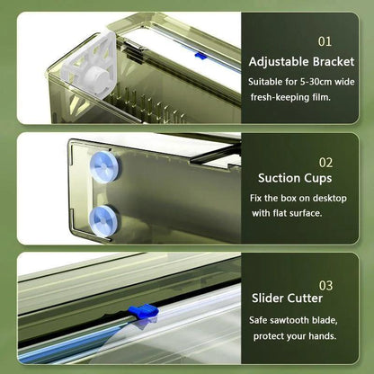 Extra-Thick Cling Film Dispenser with Cutter - Durable PE Plastic for Christmas and Everyday Use