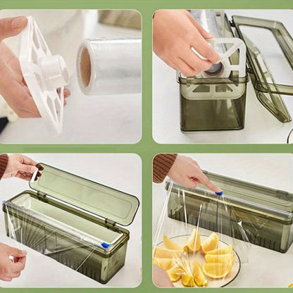 Extra-Thick Cling Film Dispenser with Cutter - Durable PE Plastic for Christmas and Everyday Use