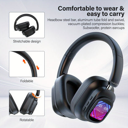 Hybrid Active Noise Cancelling Headphones - Wireless Over-Ear with Detachable Magnetic Screen, 40H Playtime for Home, Office, Travel