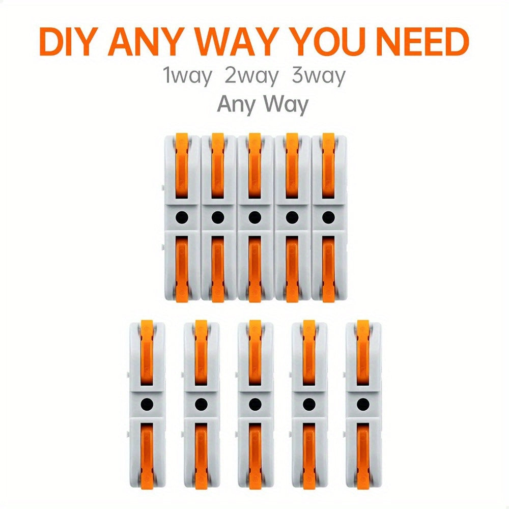 50 Pack Orange Compact Wire Connectors, 1-Conductor Inline Splicing Connectors for 24-12 AWG Circuits