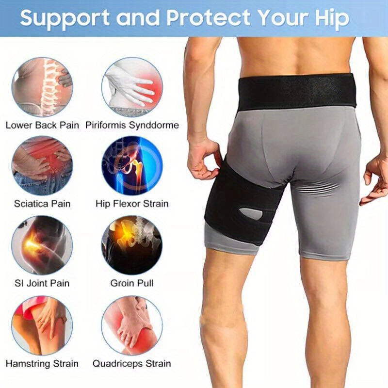 Neoprene Hip Brace for Sciatica Relief - Unisex Support for Thigh, Groin and Hamstring Strain - Sacroiliac Joint Compression Belt
