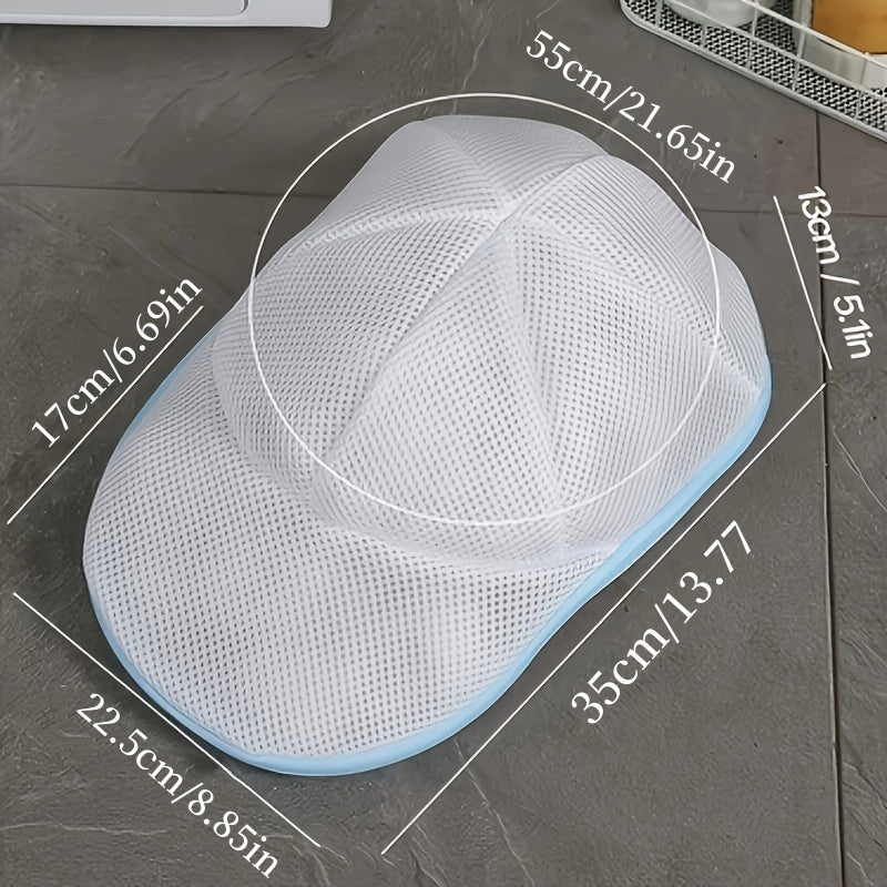 2 Piece Hat Cleaning Set - Mesh Laundry Bag with Zipper and Non-Woven Hat Cleaning Cage - Deformable Clothing Cleaner with Hat Rack