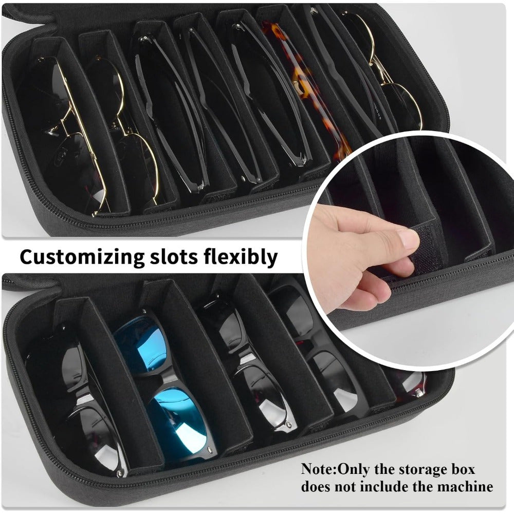 Adjustable Polarized Fashion Glasses Case - Large Capacity Travel Storage Bag for Men and Women, Compatible with Glapeame/Woodworm/CARFIA, Glasses Not Included