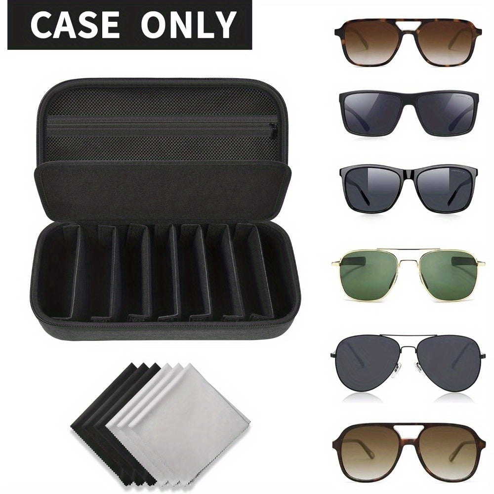 Adjustable Polarized Fashion Glasses Case - Large Capacity Travel Storage Bag for Men and Women, Compatible with Glapeame/Woodworm/CARFIA, Glasses Not Included