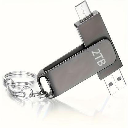 2TB Dual Interface USB-C Flash Drive - Large Capacity Thumb Drive for Phones & Computers, Compatible with Most Devices, Efficient Transfer Speeds