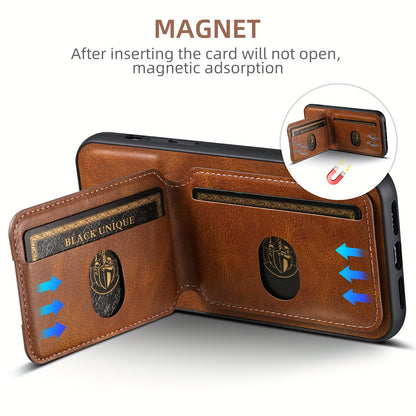 Suteni Luxury PU Leather Card Holder Phone Case - Compatible with iPhone 15 Pro Max, 14 Plus, 13, 12, 11, XR, XS Max