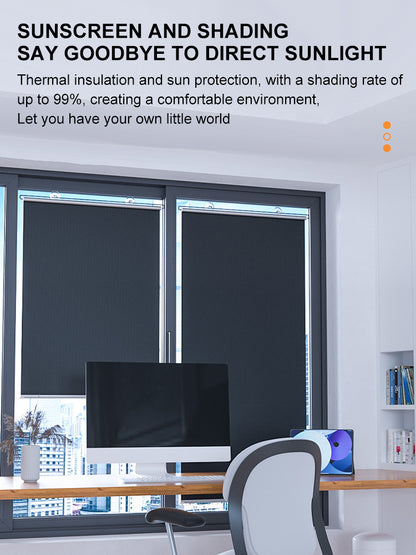 Sunshade Roller Blinds – Blackout Retractable Window Curtains with Suction Cup, Punch-Free for Kitchen & Bedroom