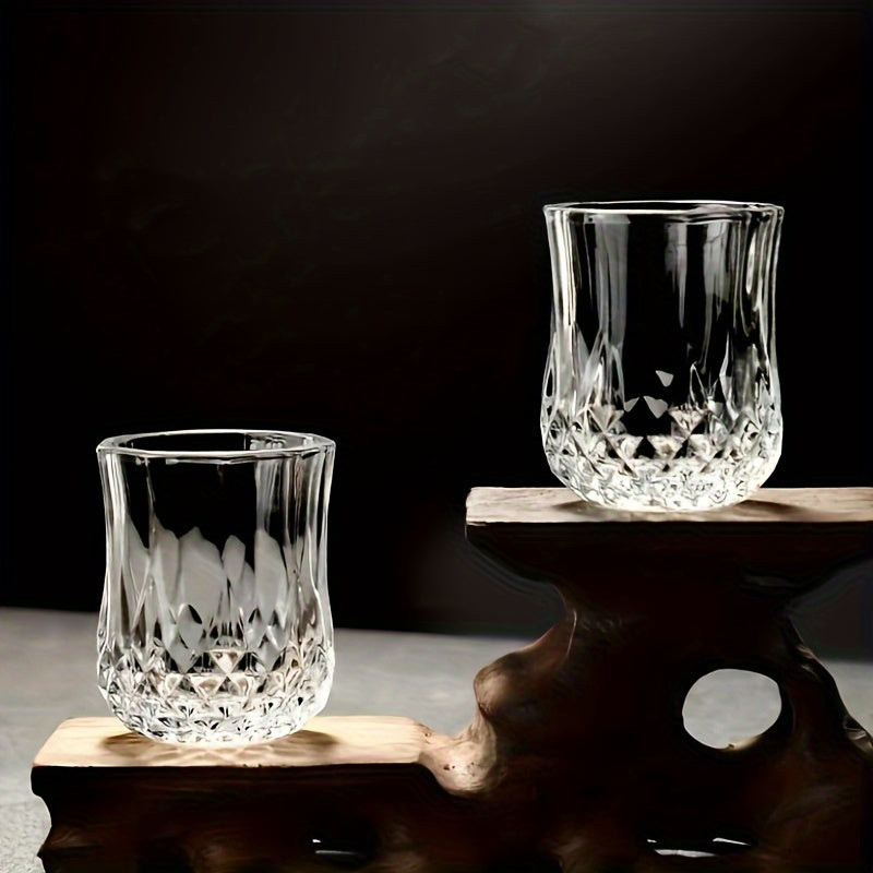 6pcs Luxurious Crystal Cut 50ml Glass Shot Glasses – Reusable, Durable Whiskey Tumblers for Bar & KTV, Hand Wash Only, Perfect for Entertaining Guests