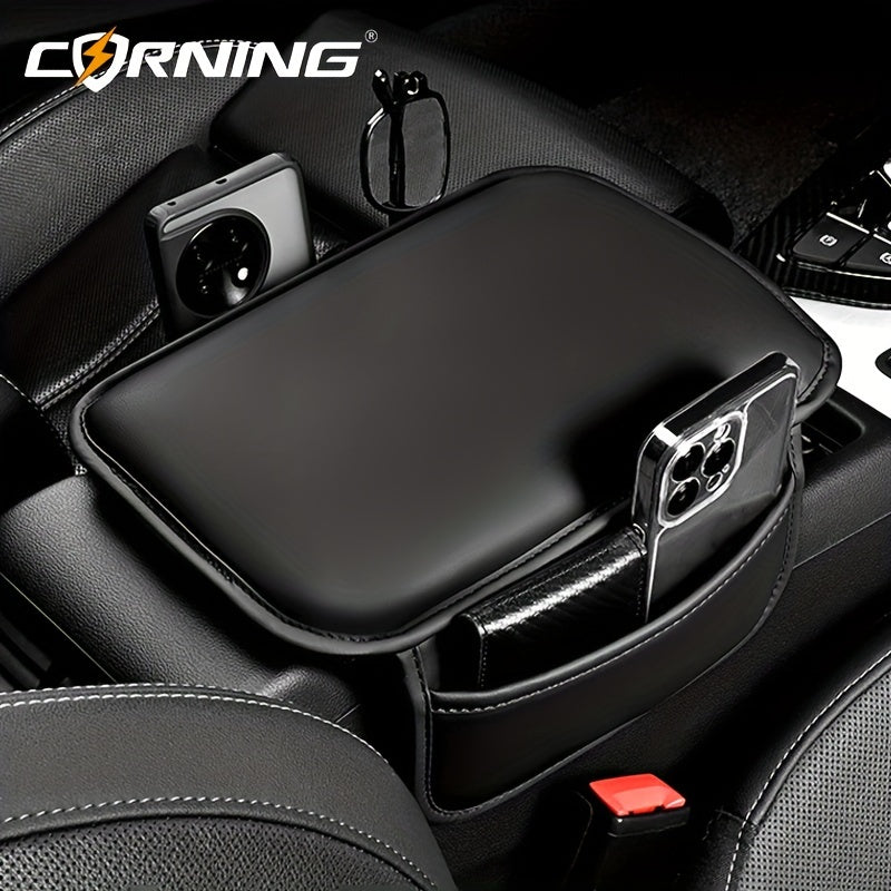 CORNING Luxury Faux Leather Car Armrest Pad – Waterproof, Extended and Heightened Center Console Cushion for Enhanced Comfort