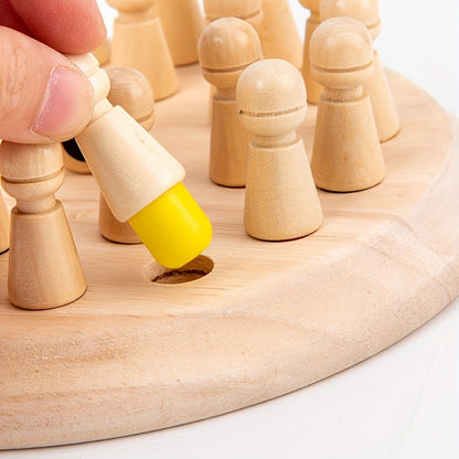 Wooden Memory Match Stick Chess - Portable Brain Teaser Puzzle Game for Kids and Adults, Ages 3-6, Enhances Cognitive Skills, Ideal for Travel and Gifting