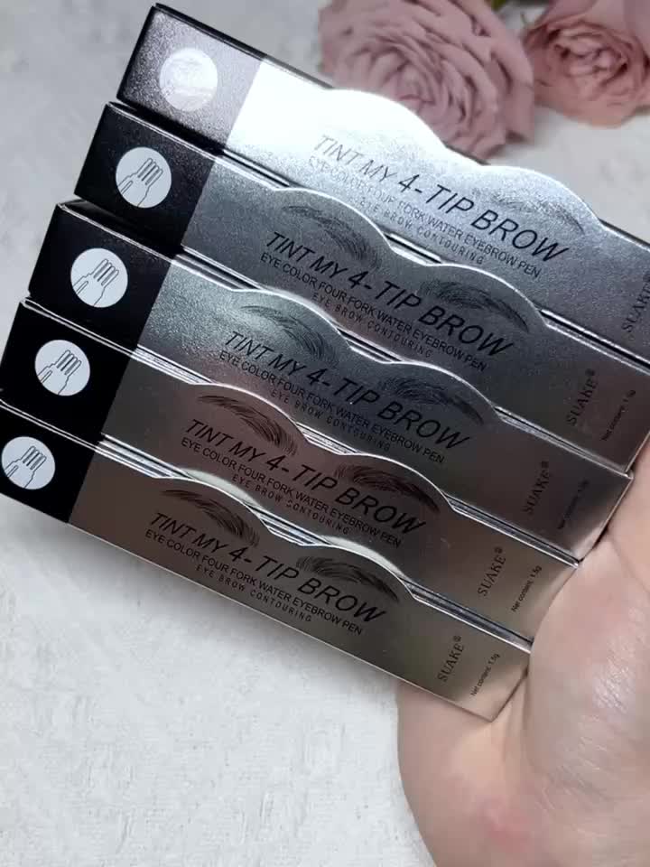 Waterproof Eyebrow Pen - Microblading Pencil with 4 Split Heads, Natural-Looking Brows Makeup, Available in 5 Colors