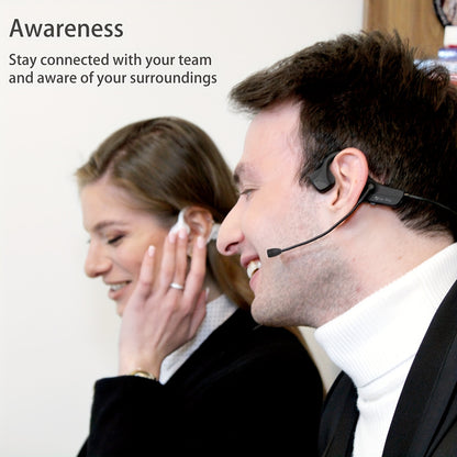 2024 Portable Bone Conduction Headphones with Mic - Adjustable Angle, High-Quality Sound for Sports, Meetings and Training