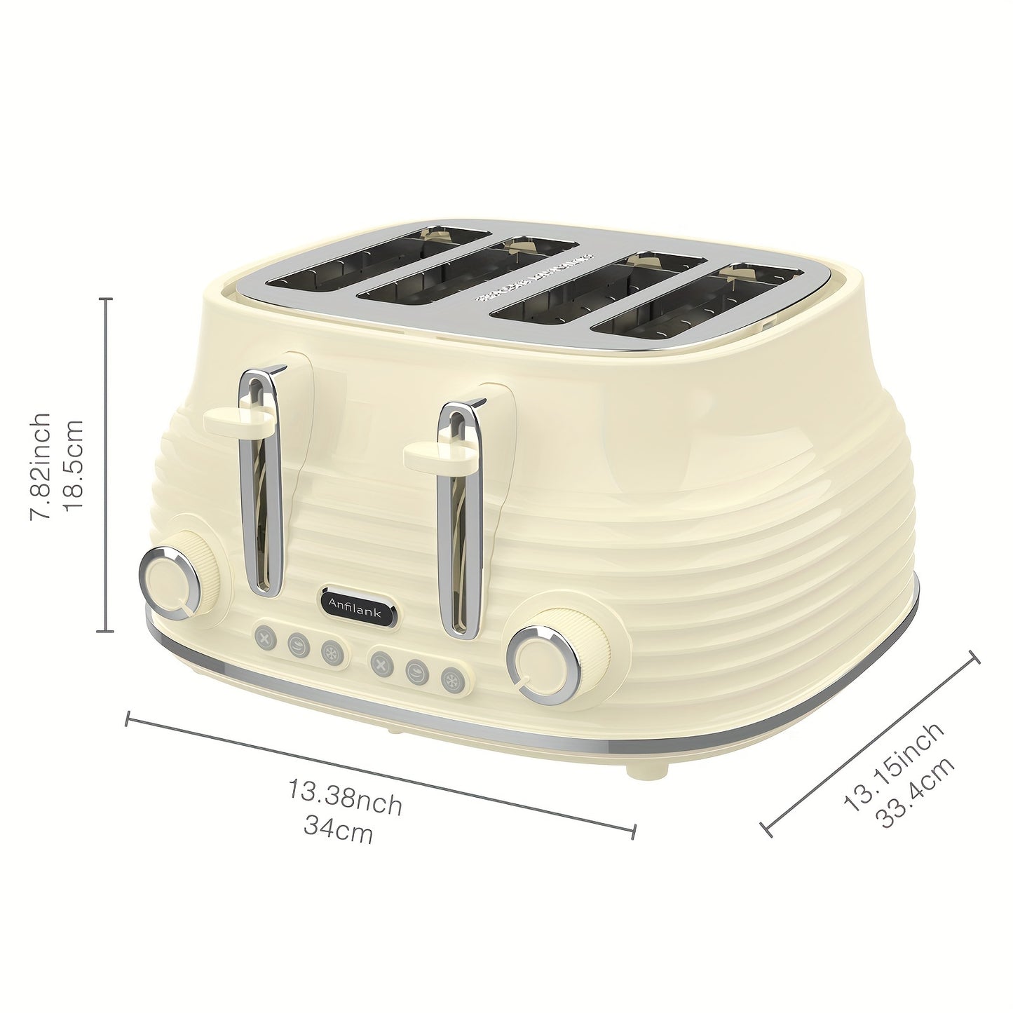 4 Slice Extra Wide Retro Stainless Steel Toaster - 6-Shade Settings, High Lift Lever, Cancel & Defrost Functions, Removable Crumb Tray