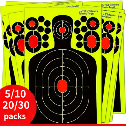 Human Body Shape Reactive Targets - 14.5 Inch Splatter Glow Fluorescent Paper for Accurate Range Training, 5/10/20pcs Pack, Durable Shooting Practice Accessories for Marksmen