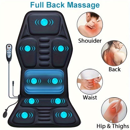 9 Mode Massage Seat Cushion with Adjustable Lumbar Support and Heating – Ergonomic Back Massage Chair for Home and Office, Whole Body Relaxation for Men and Women