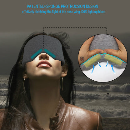 Luxury Oversized Cotton Eye Mask – Adjustable Comfort Sleep Blindfold with Nose Pad, Soft, Reusable, Ideal for Total Darkness and Uninterrupted Rest