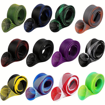 12 Pack Braided Mesh Fishing Rod Sleeves – Ideal for Protecting Casting and Spinning Rods, Perfect for Sea Fishing and Tackle Storage