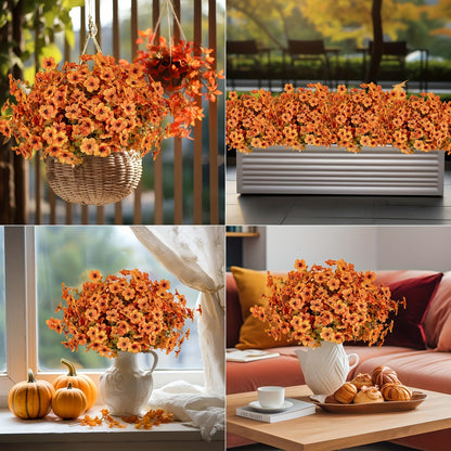 10 Bundles UV Resistant Artificial Fall Flowers – Outdoor Fake Flowers