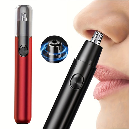 USB Rechargeable Nose and Ear Hair Trimmer - Aluminum Body, Painless Eyebrow and Facial Hair Removal, 4V-12V Voltage, Lithium Battery - Electric Clippers for Men and Women